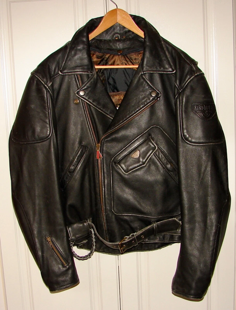 First Gear by Hein Gericke size Medium black leather motorcycle jacket |  eBay