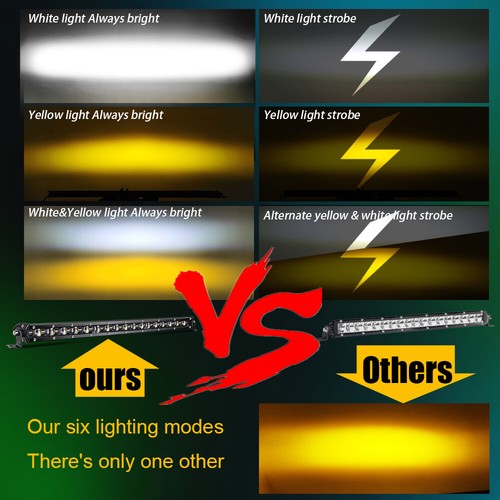 20 Inch 240W Slim LED Light Bar dual color Off Road Lights strobe Amber white - Picture 4 of 11