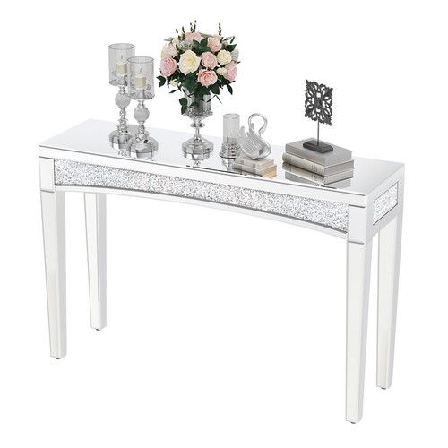 Sparkling Mirrored Crushed Diamond Console Table fr Living Room Entryway Hallway - Picture 7 of 12