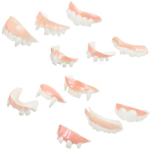 24 Pcs Funny Dentures Sharp Teeth Cosplay Pretend Decors Crooked - 第 2/12 張圖片