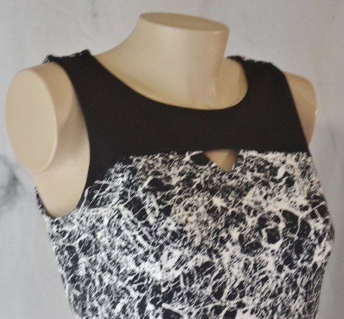 ATTENTION Black White Marble Print Sleeveless Dress Medium Black Upper Bodice - Picture 3 of 9