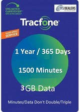 TracFone Service Extension 1 Year/365 Days 1500 Minutes  3GB, All Smart Phones
