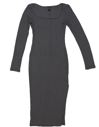 Wild Fable Damen Langarm geripptes Bodycon Maxikleid grau Stretch Gr. XXS - Bild 15 von 16