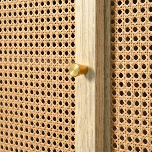 Rattan Sideboard Buffet with Storage, Cabinet with 3 Sliding Doors and 3 Drawers - Picture 13 of 15