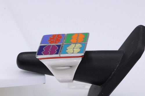 Art Ring Sterling Silver famous artist Enamel Andy Warhol Inspired Artistic - Picture 11 of 11