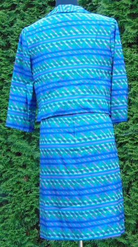 Vintage 1960's Silk Print Sheath Dress With Matching 3/4 Sleeve Jacket Size 12 - Picture 4 of 12