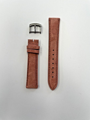 18mm Rose Suede Genuine Leather Watch Band - MADE IN USA