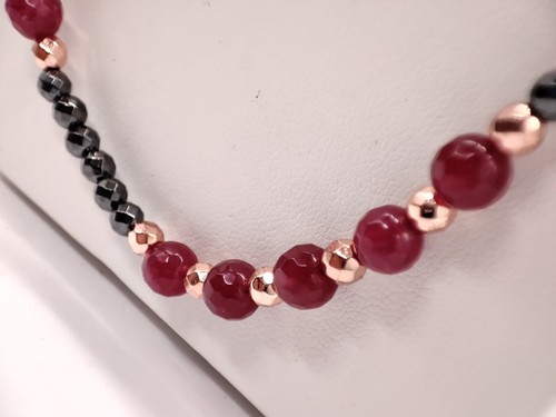 Collana Donna Lunga Perle pietre dure naturali e Argento 925 Rosé. Collana Lunga - Foto 10 di 17