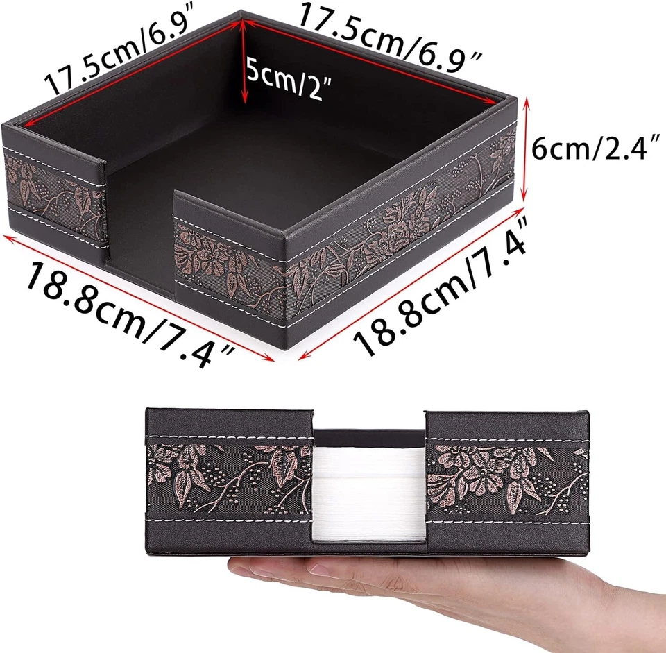 Portatovaglioli da Tavolo Quadrato in Pelle PU Marrone 17,5 x 17,5 x 5 cm - Immagine 2 di 2