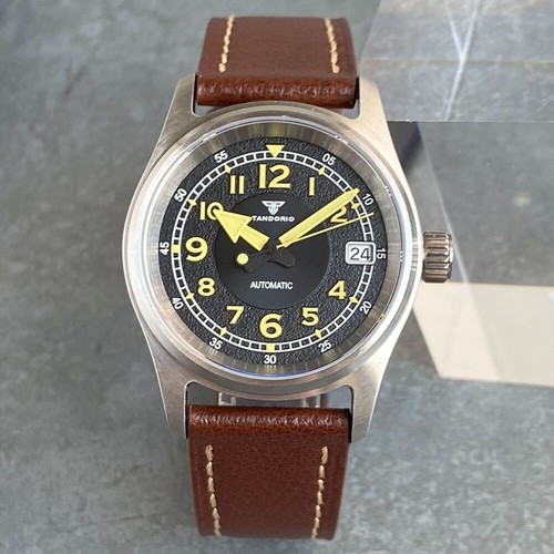 Reloj de campo de buceo automático NH35 para hombre reloj piloto zafiro impermeable 36 mm - Imagen 3 de 6