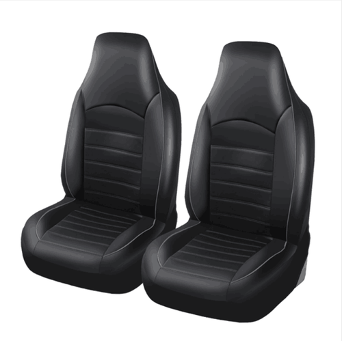 2Pcs Car Front Seat Covers Synthetic Leather High Back Bucket Protector Cushions - Bild 5 von 10