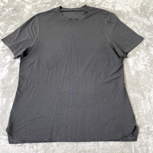 Lululemon Training Casual T Shirt Men Large Gray Black Mesh Short Sleeve $68