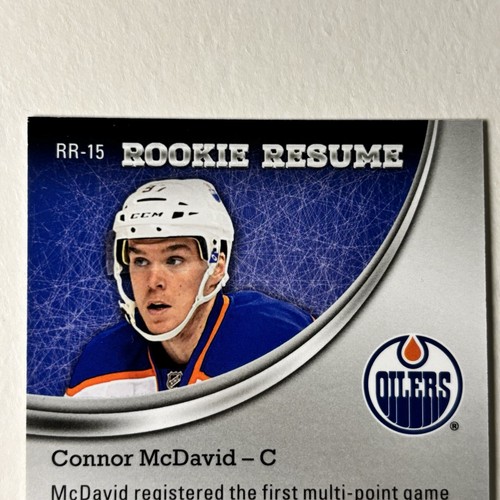Connor McDavid RC #d/399 Upper Deck Contours Rookie Resume #RR-15 Oilers Rookie - Imagen 8 de 11