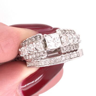 1.50ct Princess Cut Diamond Wedding Set in 14k White Gold