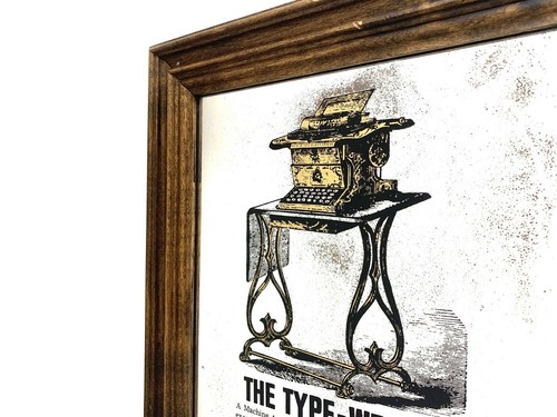 SHOLES & GLIDDEN TYPEWRITER Reverse Glass Mirror Advertising Sign Antique Vtg - Picture 3 of 7