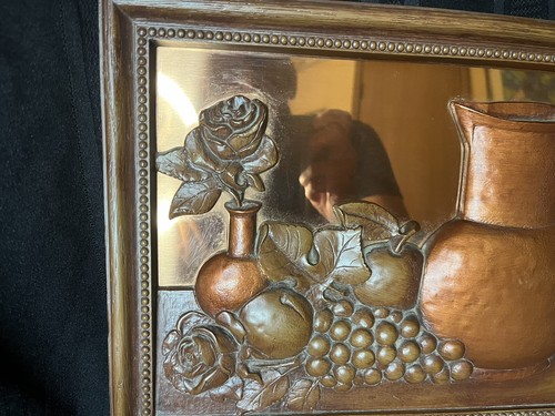 Vintage 3D Coppercraft Gilda Frutta e Vaso Incorniciato Cucina Parete Arte 16”x11” - Foto 3 di 9