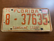 Vintage 1975 Florida License Plate 8-37635