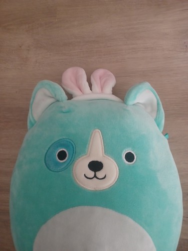 Squishmallows Donnie the Teal perro de Pascua felpa azul aguamarina orejas de conejo 8x12 - Imagen 5 de 5