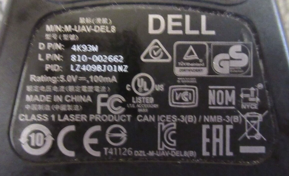 5 x Dell M-UAV-DEL8 4K93W USB Wired 6 Button Silver Laser Scroll Wheel Mouse - Image 4 of 4