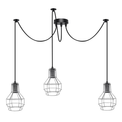 Industrial Spider Light Fittings Ceiling 3way Metal Cage Pendant Lamp Chandelier - Picture 23 of 24