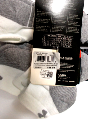 NEW 3 PACKS MEDIUM Under Armour UA Heatgear Low cut sock 9 pairs TOTAL WHITE - Picture 3 of 4