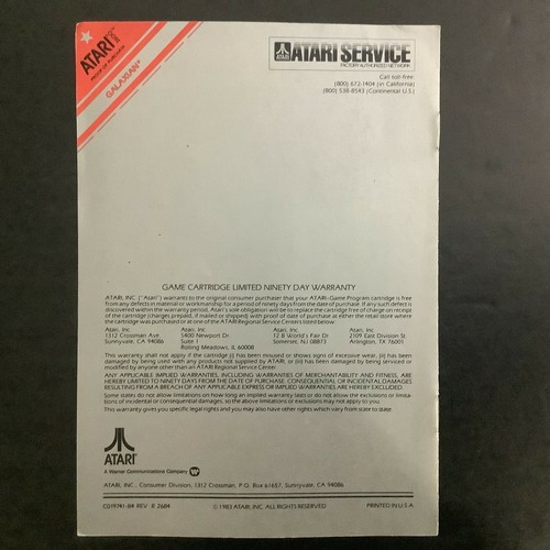 Galaxian Atari 2600 solo manual de instrucciones - bueno - Imagen 4 de 4