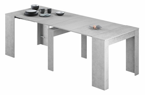 Mesa comedor extensible Train industrial cemento 5 posiciones 51/237x78x90 cm - Imagen 2 de 6