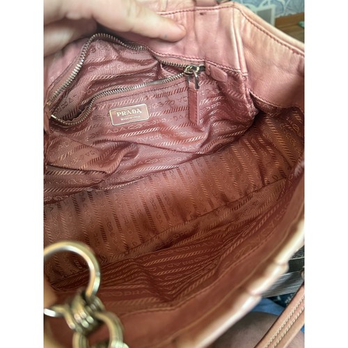 PRADA Baby Pink Enameled Metal Triangle Shoulder Bag - Picture 3 of 11