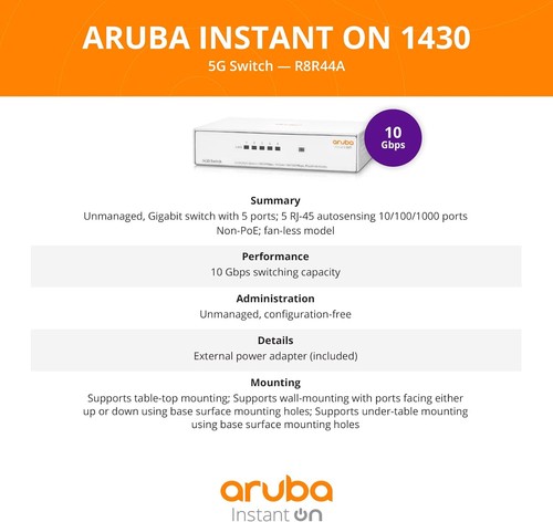 HPE - AN INSTANT ON WIRED(I5) BTO Aruba ION 1430 5G Switch - 第 2/10 張圖片