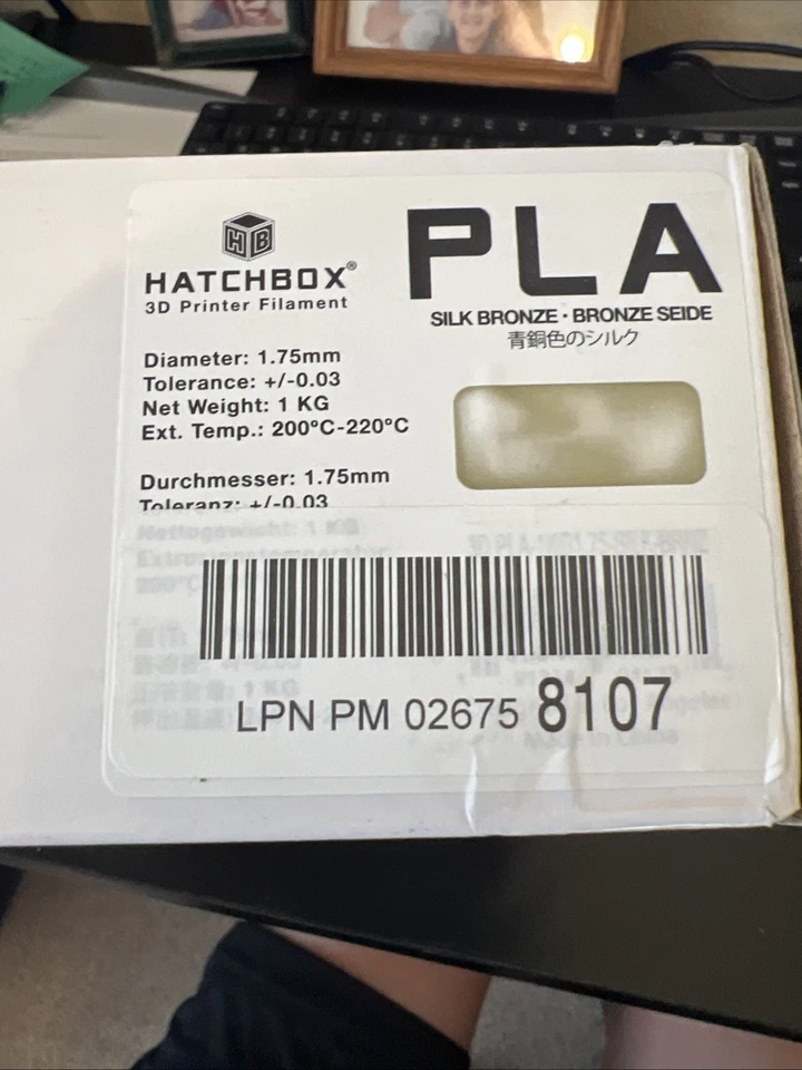 HATCHBOX PLA 1,75 mm Impresora 3D Filamento SEDA BRONCE 1 kg Carrete Bolsa Sellada Foto 3 de 4