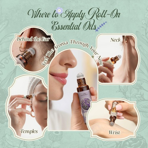 Essential Oils Roll on Set, Aromatherapy Oils with Roller Ball for Skin, Natu... - Picture 4 of 8