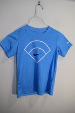 Nike Dri-Fit Baseball Diamond Graphic Quick Dry T Shirt BOYS L 6 7 Blue