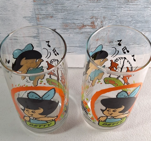 Vintage Collectible BETTY Hanna Barbera 1986 Pizza Hut Kids Flintstones Glass - Picture 2 of 11