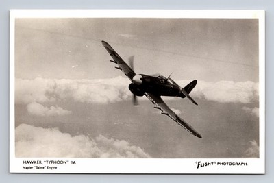 RPPC RAF Hawker Typhoon 1A Fighter Bomber FLIGHT Photograph Postcard