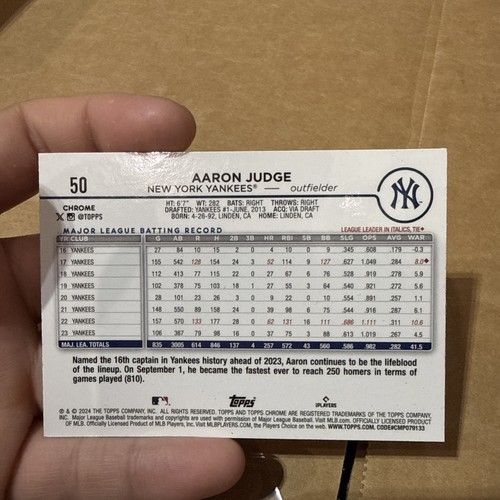 2024 Topps Chrome Logofractor Edition - #50 Aaron Judge OF Sleeved - Bild 4 von 4