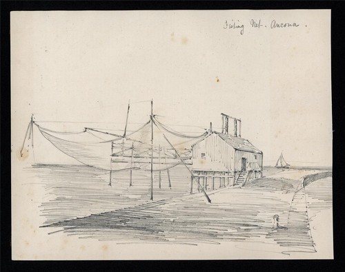 Claude Pemberton Leach (1858-1951) Pencil Drawing - Ancona Italy Fishing Net - Picture 3 of 3