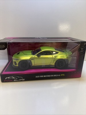 Jada Pink Slips 2025 Ford Mustang RTR Spec 5-D in Lime Green Rare VHTF