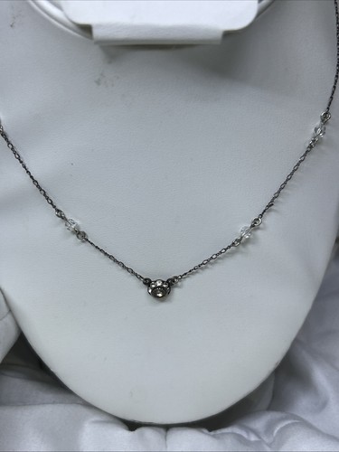Liz Palacios Silver White Crystal Necklace 16 In - Bild 2 von 8