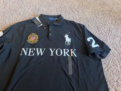 Polo Ralph Lauren black white big pony New York NY 2 shirt USA