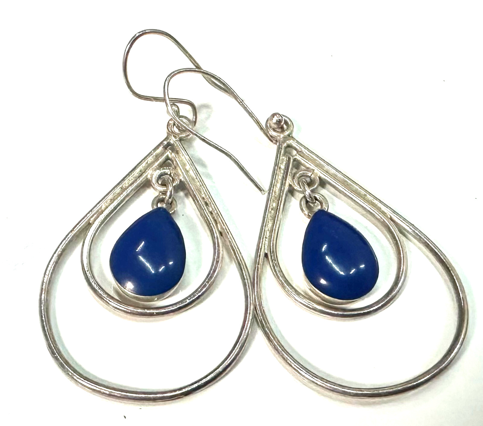 Vintage Blue Earrings MARKED AV 925 Sterling Silver Jewelry Lot K