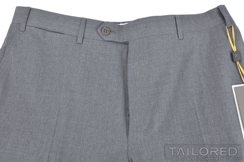 NEW - CANALI 1934 Gray 100% Wool Mens Flat Front Luxury Pants Trousers - 34 - Picture 2 of 7