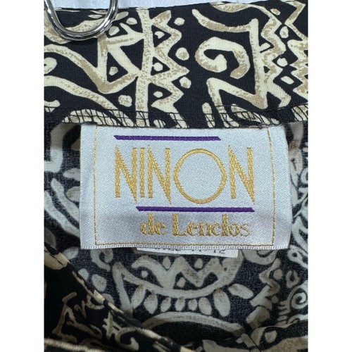 Falda Ninon de Lenclos Vintage Negra Beige Estampado Abstracto Rayón Para Mujer’s 11/12 - Imagen 5 de 6