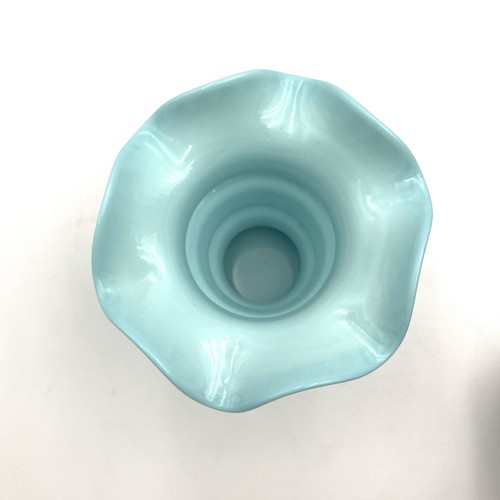 Altaglas MCM Vase Trompete gekräuselt Robin’s Egg blau Bouquet Alberta Kanada Vintage - Bild 4 von 10