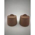 Citrine Brown Speckled Ceramic Spice Jar Set Two Lidded Containers