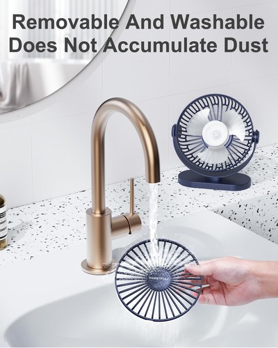 Compact USB Fan - Stylish 360° Adjustable Desk Cooling Solution, Pure Blue - Picture 7 of 8