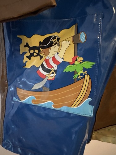 Kidorable Pirate Raincoat Kids Size 6/6X Unisex Hooded Brown Zip Closure Pockets - Picture 8 of 8