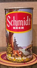 1969 YELLOW BAND SCHMIDT PULLTAB BEER CAN DIV ASSO ST PAUL DEER BAMBI KEGLINED 5