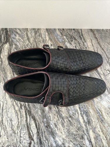 Vinci Black Woven Men’s Dress Shoes - Double Monk Strap 83461 Size 12 - Picture 5 of 6