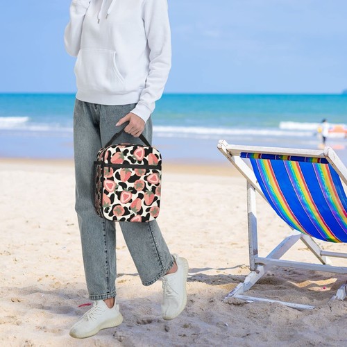 Strawberry Cow Skin Lunch Box - Insulated Lunch Bags for Women/Men/Girls/Boys... - Picture 8 of 9