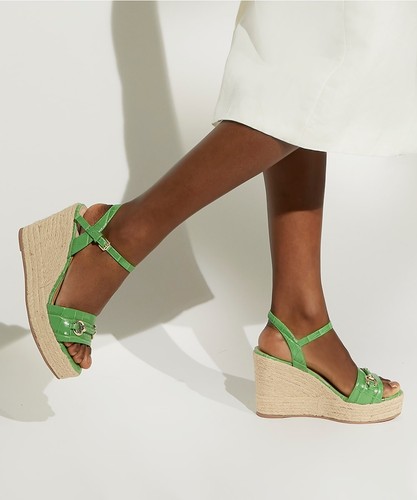 Dune London Womens Green Faux leather High Wedge Sandals Size EU 40 - Picture 9 of 20